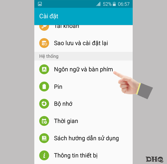 Chọn ngôn ngữ và bàn phím